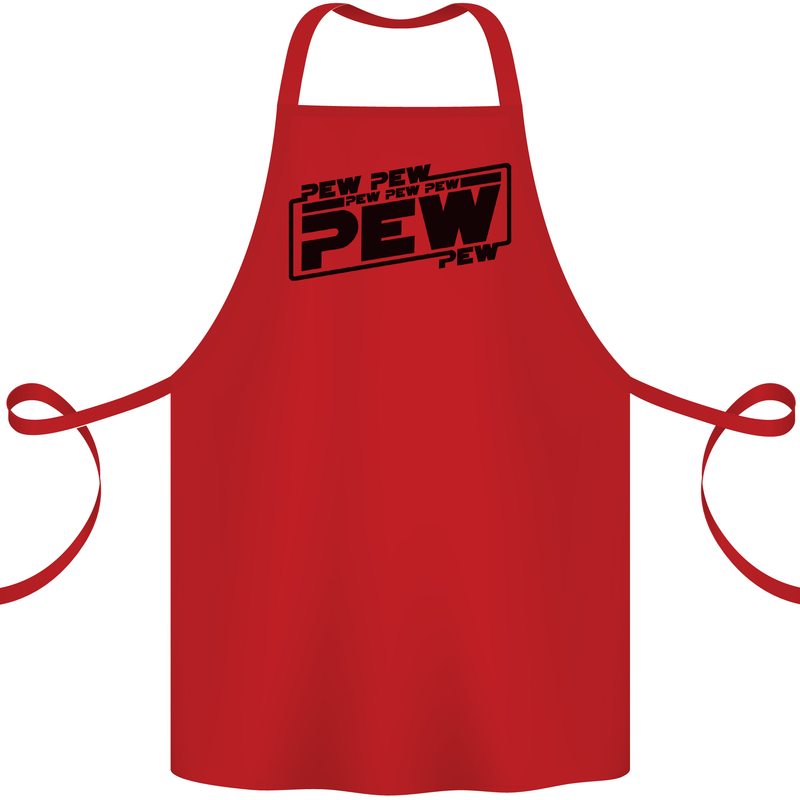 Pew Pew Pew Funny SCI-FI Movie Lightsaber Cotton Apron 100% Organic Red