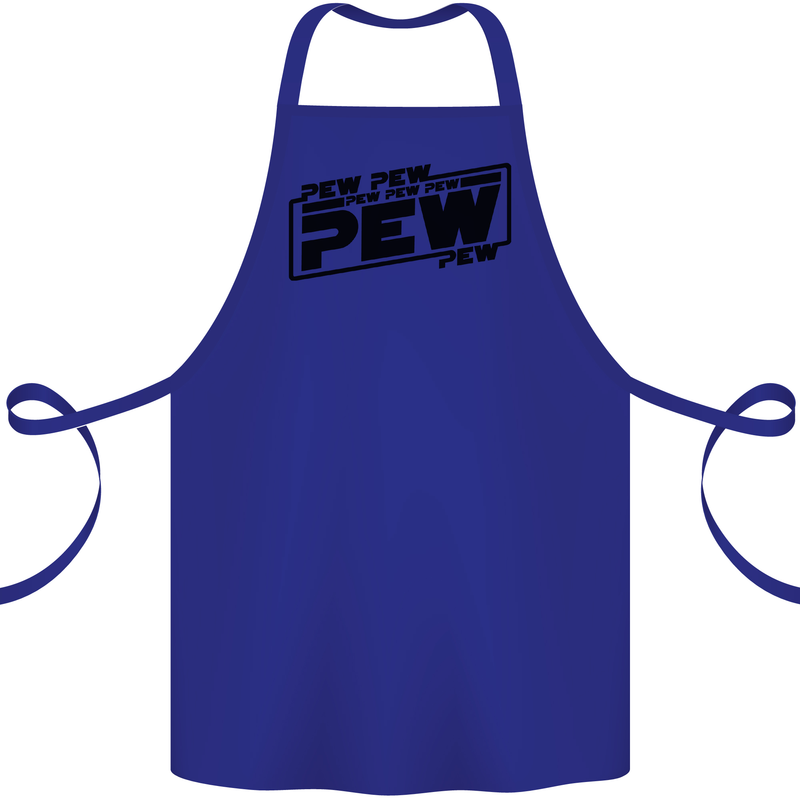 Pew Pew Pew Funny SCI-FI Movie Lightsaber Cotton Apron 100% Organic Royal Blue