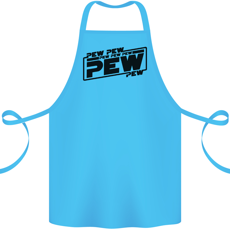 Pew Pew Pew Funny SCI-FI Movie Lightsaber Cotton Apron 100% Organic Turquoise