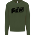 Pew Pew Pew Funny SCI-FI Movie Lightsaber Kids Sweatshirt Jumper Forest Green