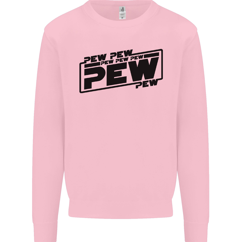 Pew Pew Pew Funny SCI-FI Movie Lightsaber Kids Sweatshirt Jumper Light Pink