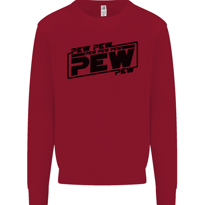 Pew Pew Pew Funny SCI-FI Movie Lightsaber Kids Sweatshirt Jumper Red