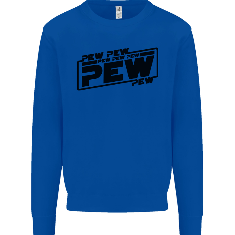 Pew Pew Pew Funny SCI-FI Movie Lightsaber Kids Sweatshirt Jumper Royal Blue