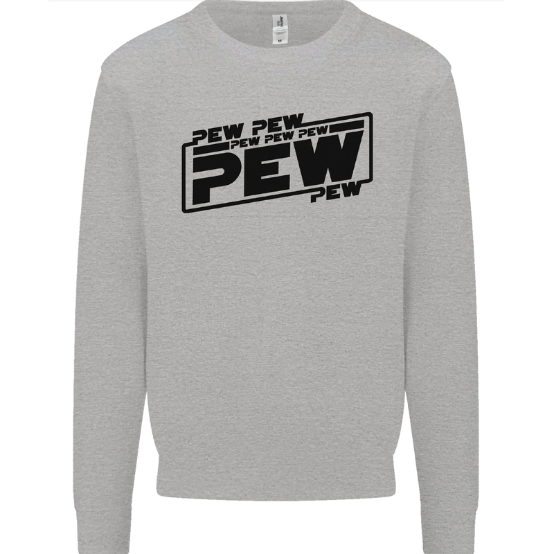 Pew Pew Pew Funny SCI-FI Movie Lightsaber Kids Sweatshirt Jumper Sports Grey