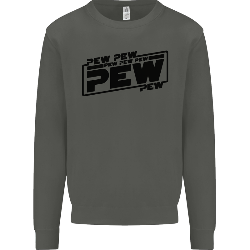Pew Pew Pew Funny SCI-FI Movie Lightsaber Kids Sweatshirt Jumper Storm Grey