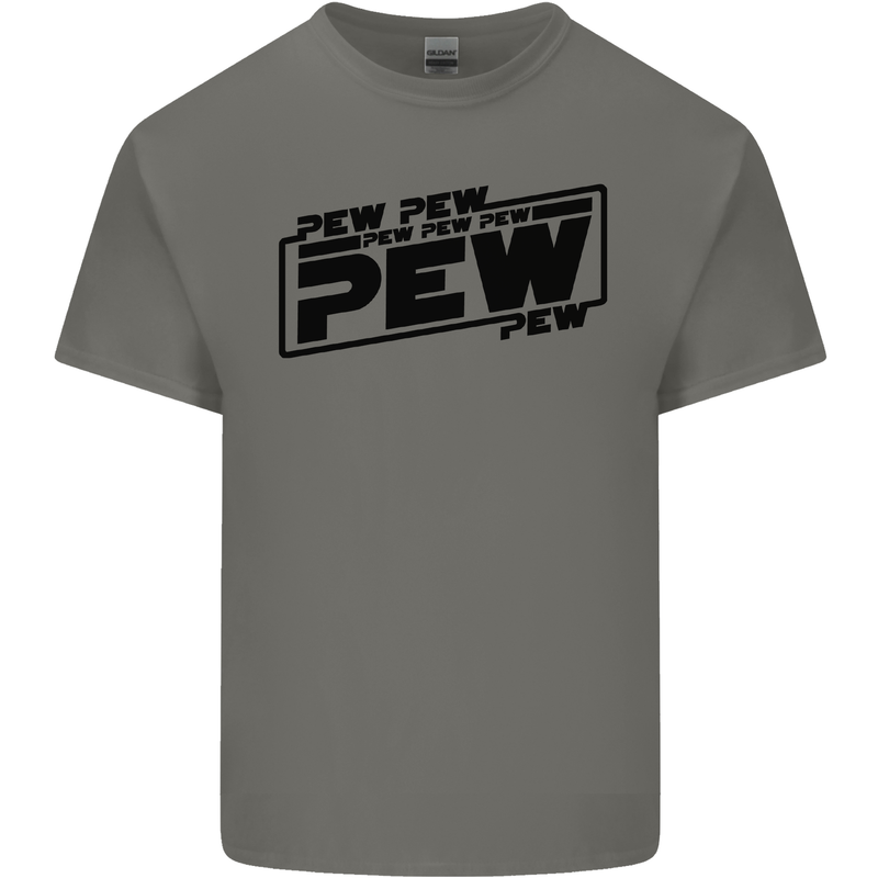 Pew Pew Pew Funny SCI-FI Movie Lightsaber Mens Cotton T-Shirt Tee Top Charcoal