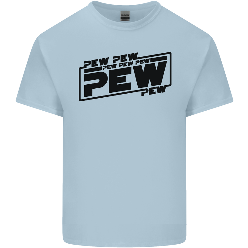 Pew Pew Pew Funny SCI-FI Movie Lightsaber Mens Cotton T-Shirt Tee Top Light Blue