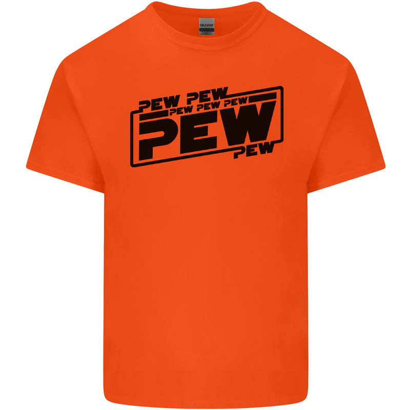 Pew Pew Pew Funny SCI-FI Movie Lightsaber Mens Cotton T-Shirt Tee Top Orange
