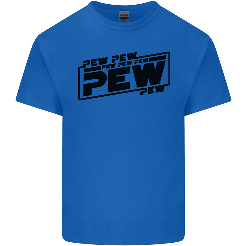 Pew Pew Pew Funny SCI-FI Movie Lightsaber Mens Cotton T-Shirt Tee Top Royal Blue