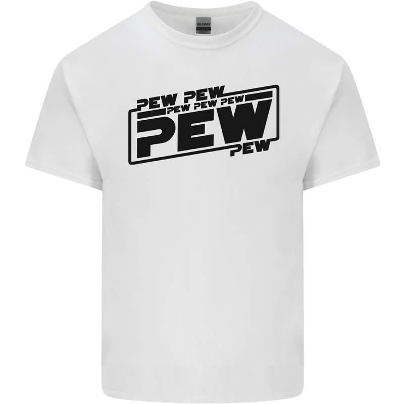 Pew Pew Pew Funny SCI-FI Movie Lightsaber Mens Cotton T-Shirt Tee Top White