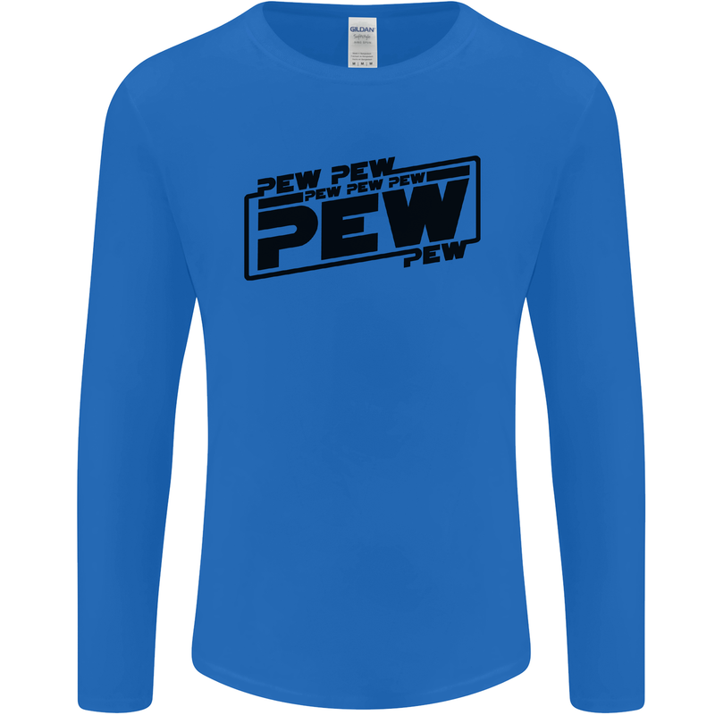 Pew Pew Pew Funny SCI-FI Movie Lightsaber Mens Long Sleeve T-Shirt Royal Blue