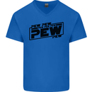 Pew Pew Pew Funny SCI-FI Movie Lightsaber Mens V-Neck Cotton T-Shirt Royal Blue