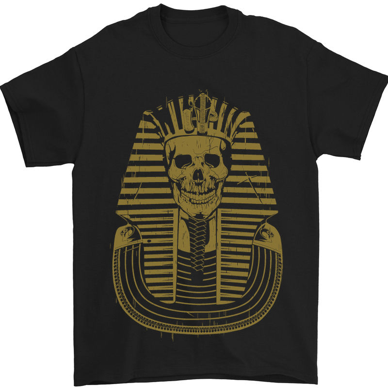 Pharaoh Skull Ancient Egypt Mens T-Shirt Cotton Gildan Black