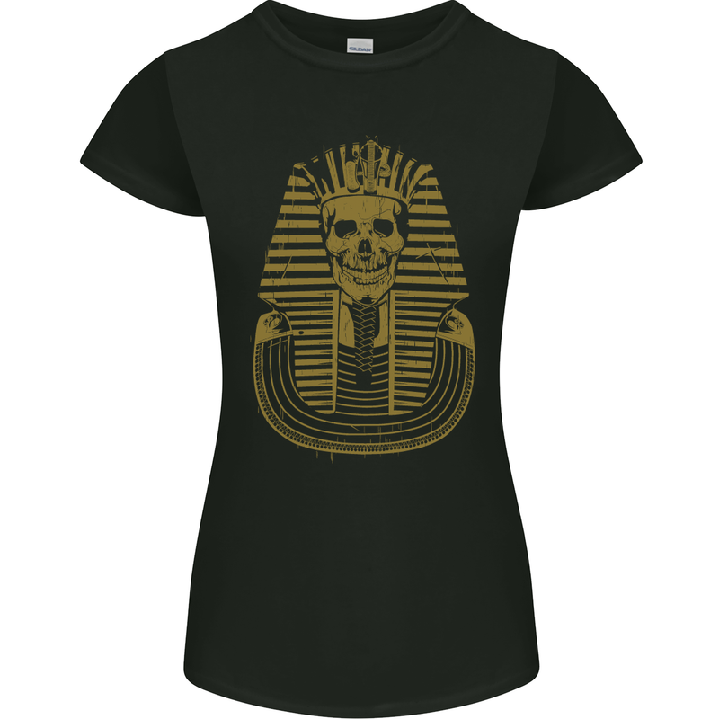 Pharaoh Skull Ancient Egypt Womens Petite Cut T-Shirt Black