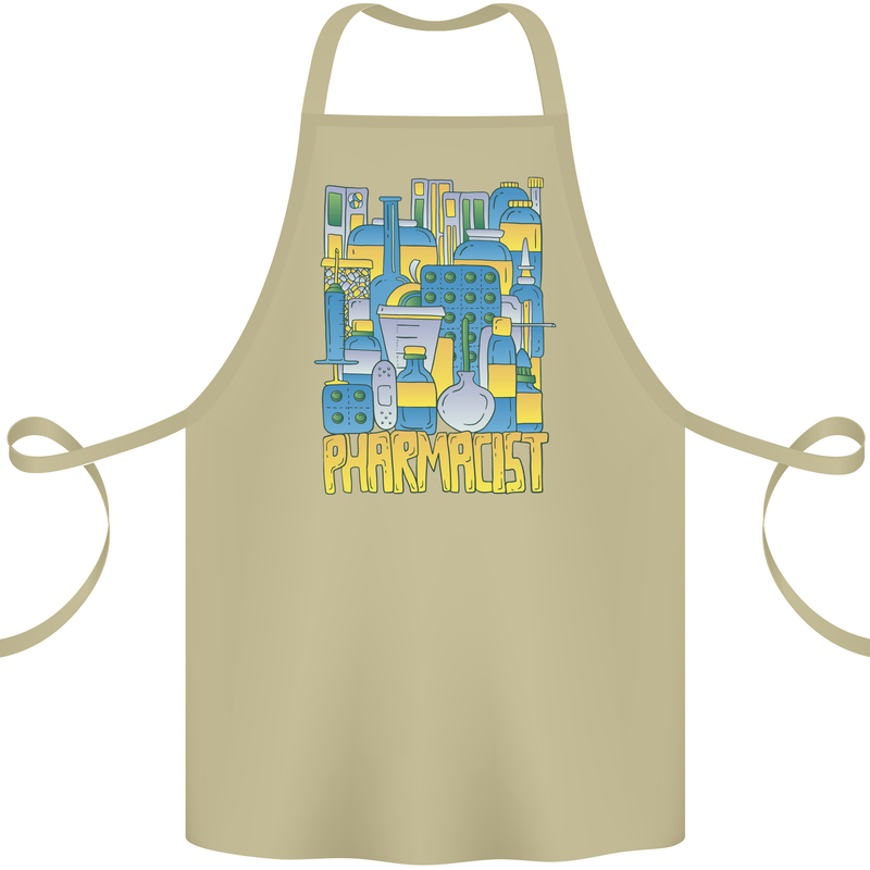 Pharmacist Chemist Design Cotton Apron 100% Organic Khaki