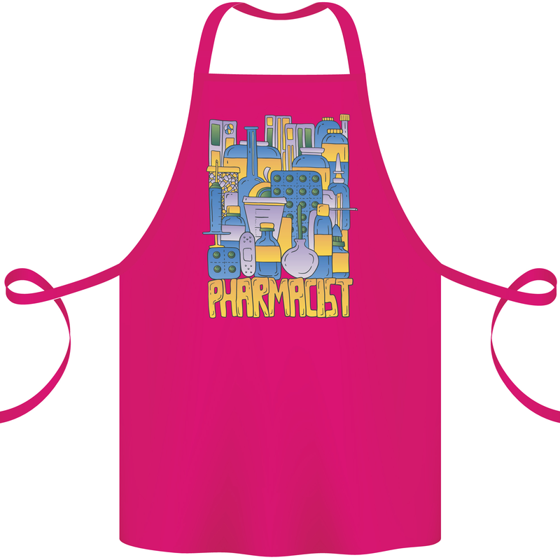 Pharmacist Chemist Design Cotton Apron 100% Organic Pink