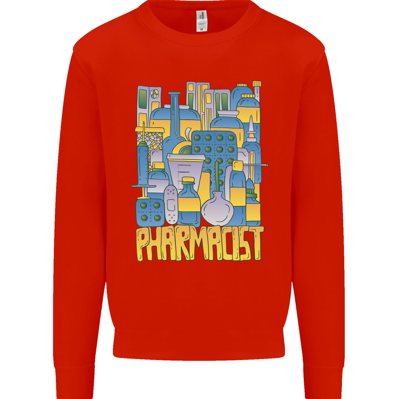Pharmacist Chemist Design Kids Sweatshirt Jumper Bright Red