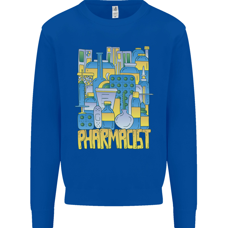 Pharmacist Chemist Design Kids Sweatshirt Jumper Royal Blue