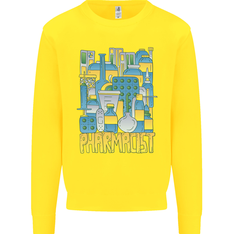 Pharmacist Chemist Design Kids Sweatshirt Jumper Yellow