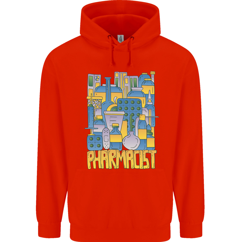 Pharmacist Chemist Design Mens 80% Cotton Hoodie Bright Red