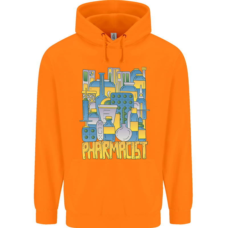 Pharmacist Chemist Design Mens 80% Cotton Hoodie Orange