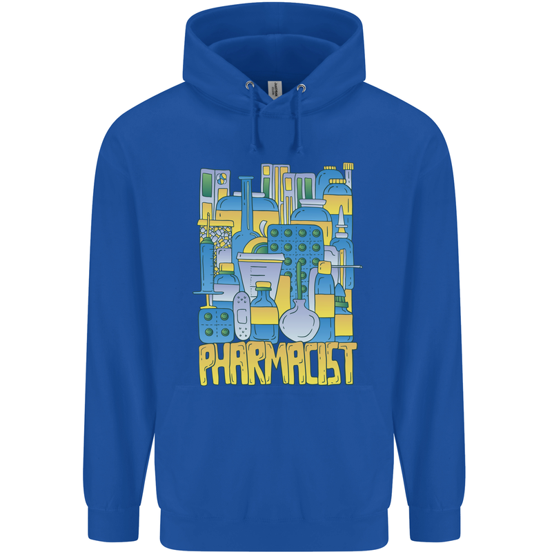 Pharmacist Chemist Design Mens 80% Cotton Hoodie Royal Blue