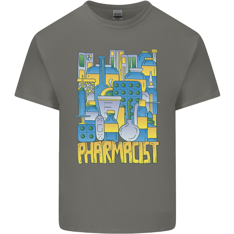 Pharmacist Chemist Design Mens Cotton T-Shirt Tee Top Charcoal