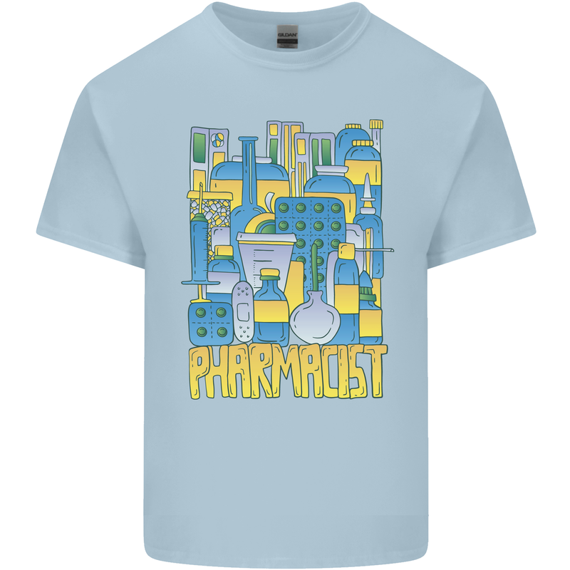 Pharmacist Chemist Design Mens Cotton T-Shirt Tee Top Light Blue