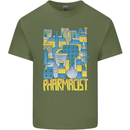 Pharmacist Chemist Design Mens Cotton T-Shirt Tee Top Military Green