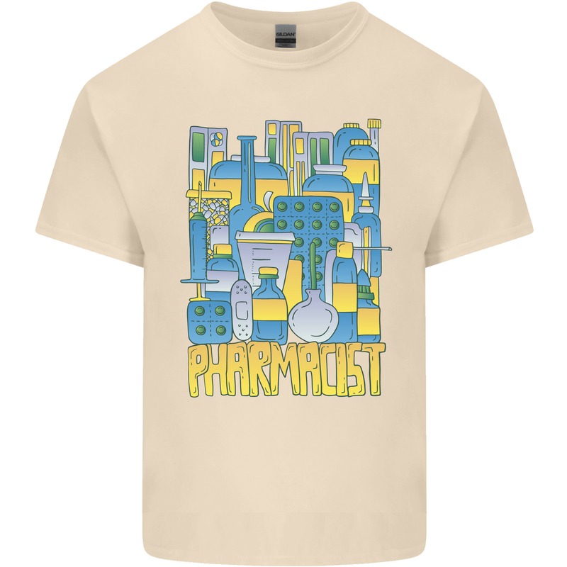 Pharmacist Chemist Design Mens Cotton T-Shirt Tee Top Natural
