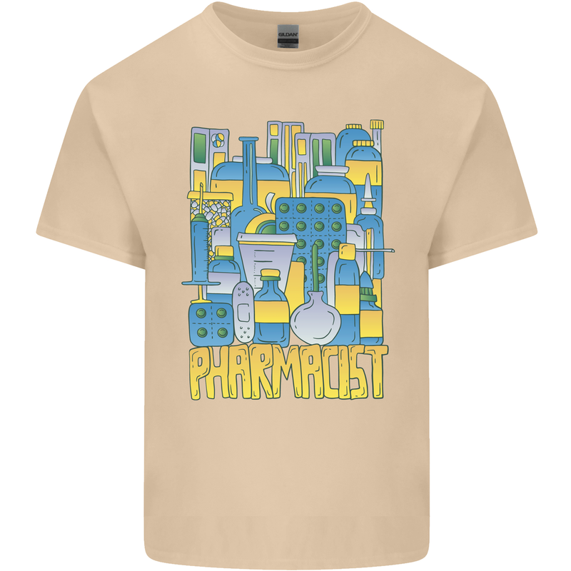 Pharmacist Chemist Design Mens Cotton T-Shirt Tee Top Sand