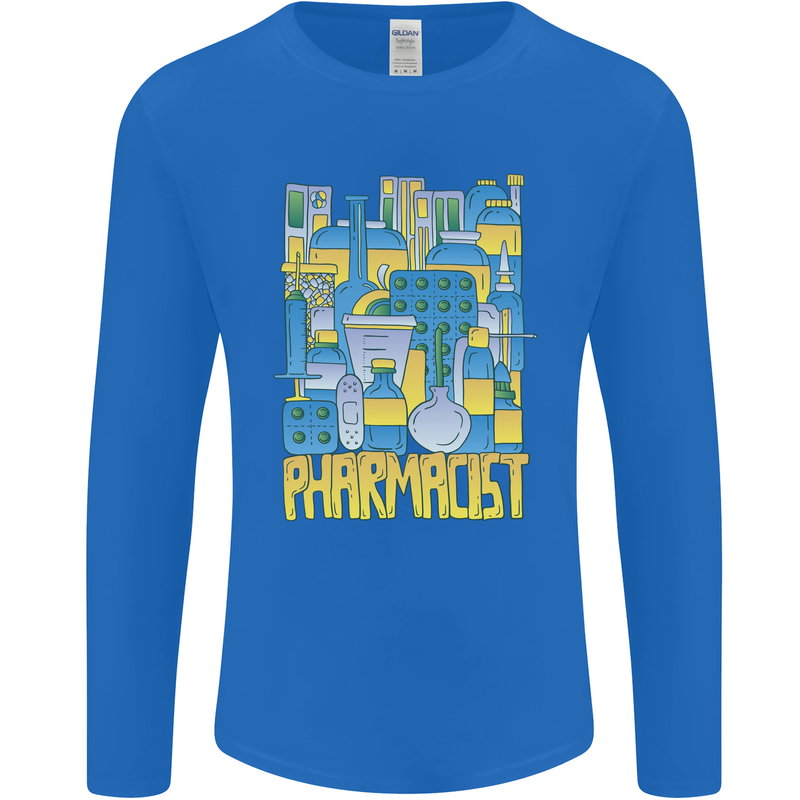 Pharmacist Chemist Design Mens Long Sleeve T-Shirt Royal Blue