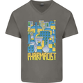 Pharmacist Chemist Design Mens V-Neck Cotton T-Shirt Charcoal
