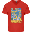 Pharmacist Chemist Design Mens V-Neck Cotton T-Shirt Red