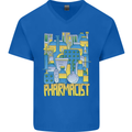 Pharmacist Chemist Design Mens V-Neck Cotton T-Shirt Royal Blue