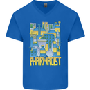 Pharmacist Chemist Design Mens V-Neck Cotton T-Shirt Royal Blue