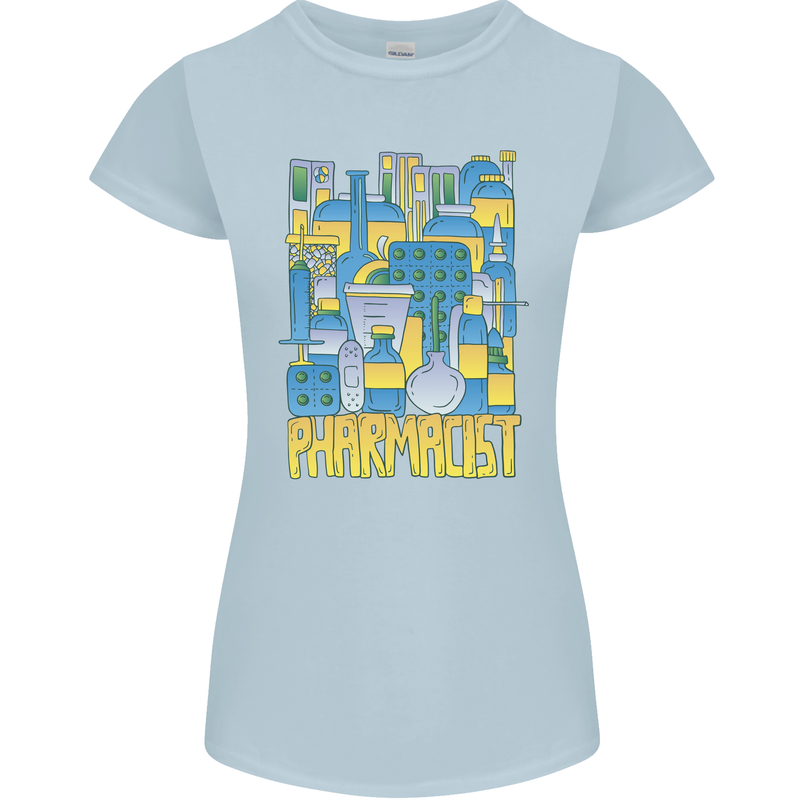 Pharmacist Chemist Design Womens Petite Cut T-Shirt Light Blue