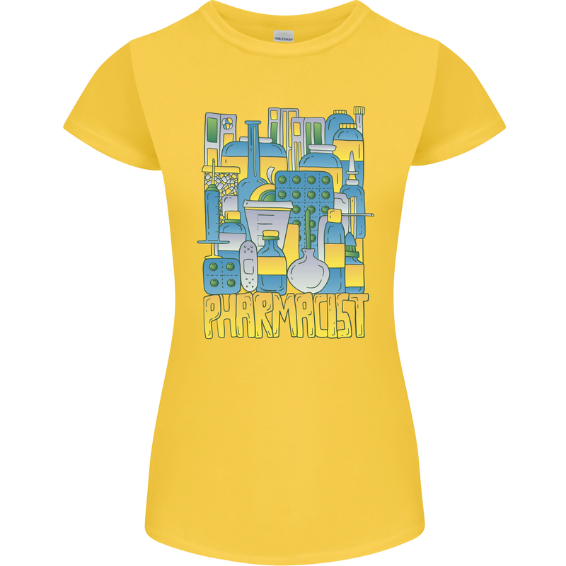 Pharmacist Chemist Design Womens Petite Cut T-Shirt Yellow