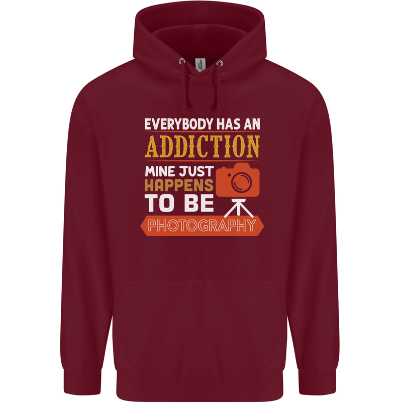 Photography Addiction Funny Photographer Childrens Kids Hoodie Maroon