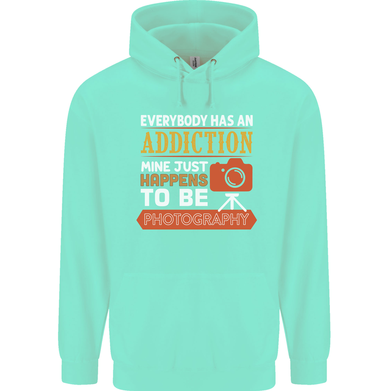 Photography Addiction Funny Photographer Childrens Kids Hoodie Peppermint