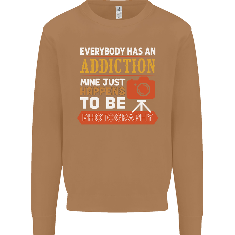 Photography Addiction Funny Photographer Mens Sweatshirt Jumper Caramel Latte