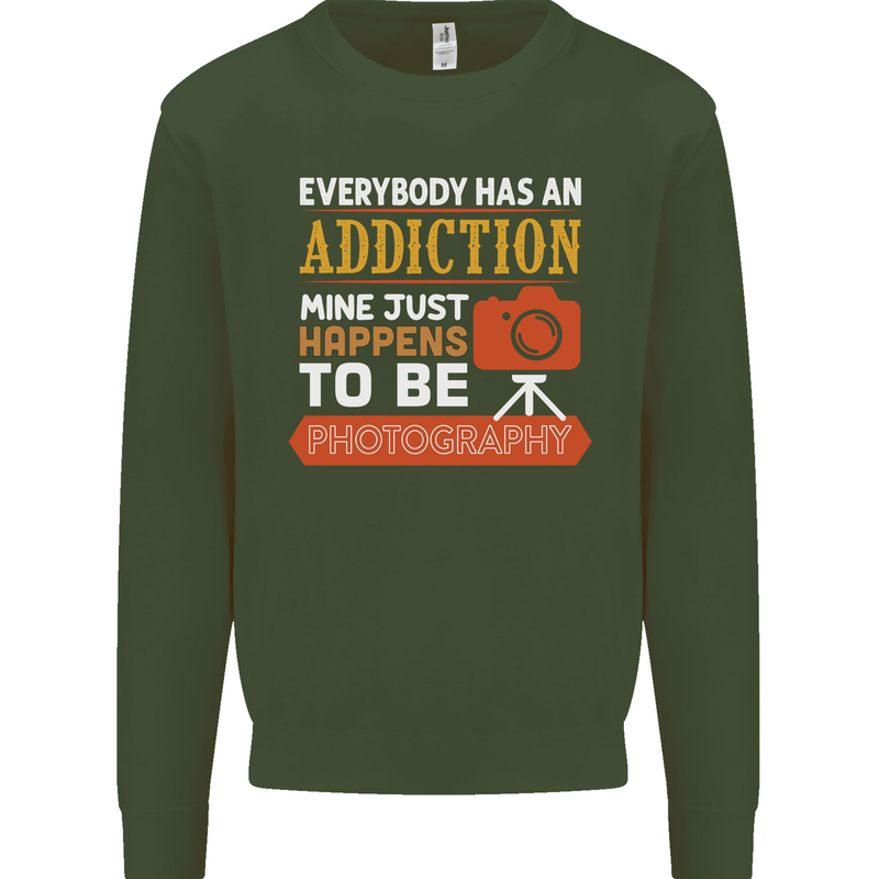 Photography Addiction Funny Photographer Mens Sweatshirt Jumper Forest Green