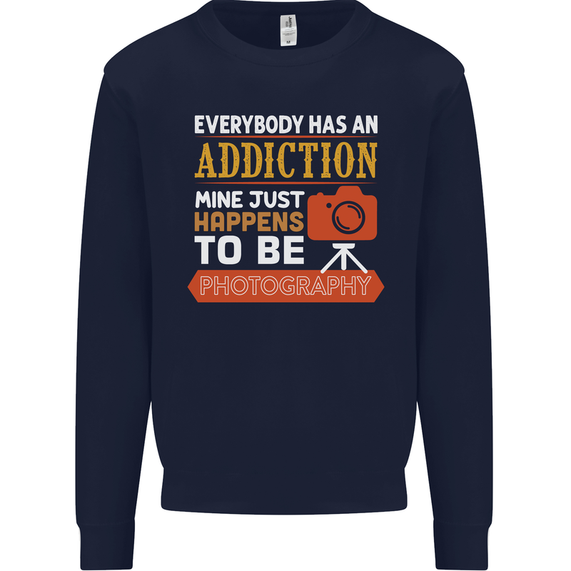 Photography Addiction Funny Photographer Mens Sweatshirt Jumper Navy Blue
