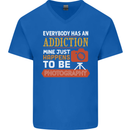 Photography Addiction Funny Photographer Mens V-Neck Cotton T-Shirt Royal Blue