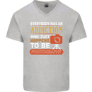 Photography Addiction Funny Photographer Mens V-Neck Cotton T-Shirt Sports Grey