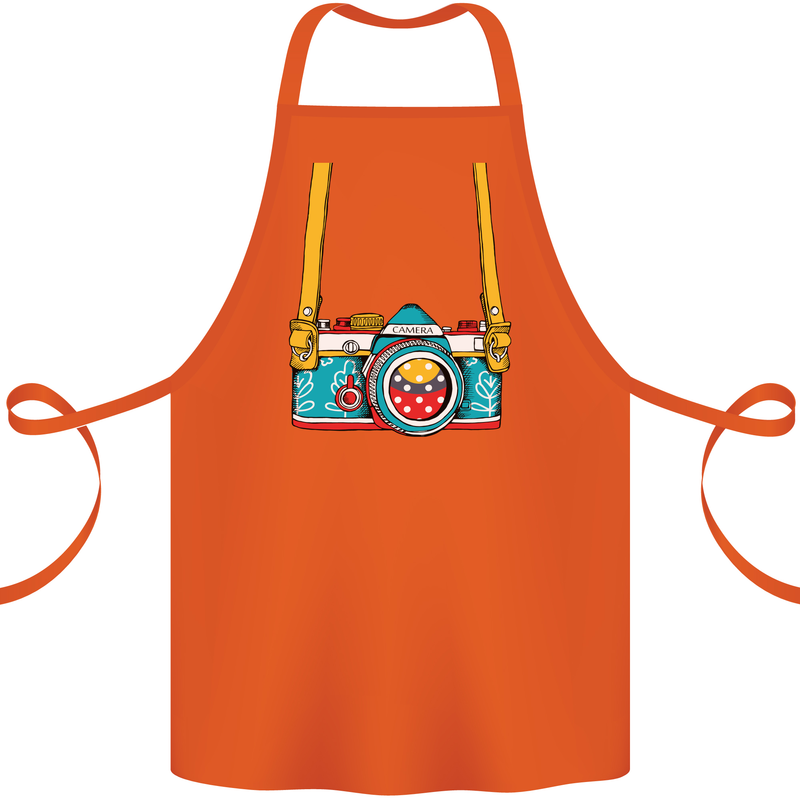 Photography Camera Around Neck Cotton Apron 100% Organic Orange