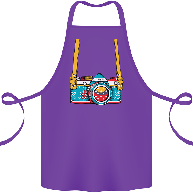 Photography Camera Around Neck Cotton Apron 100% Organic Purple