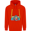 Photography Camera Around Neck Mens 80% Cotton Hoodie Bright Red