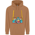 Photography Camera Around Neck Mens 80% Cotton Hoodie Caramel Latte