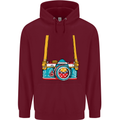 Photography Camera Around Neck Mens 80% Cotton Hoodie Maroon